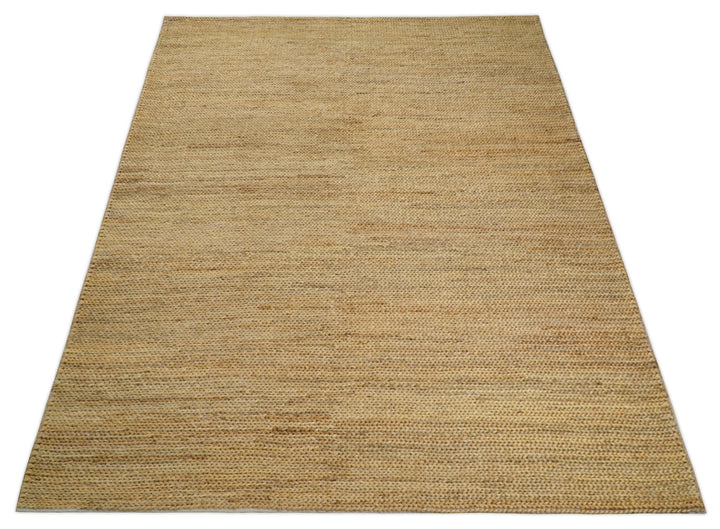 Hand Woven 100% Natural Fiber Brown Natural Jute and Wool Rug | JR14 - The Rug Decor