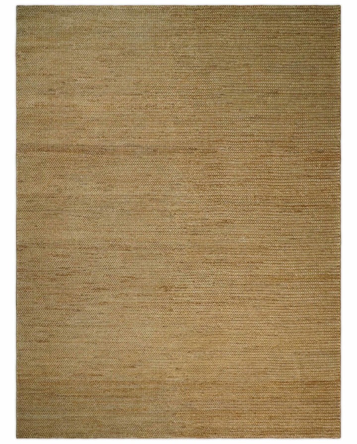 Hand Woven 100% Natural Fiber Brown Natural Jute and Wool Rug | JR14 - The Rug Decor