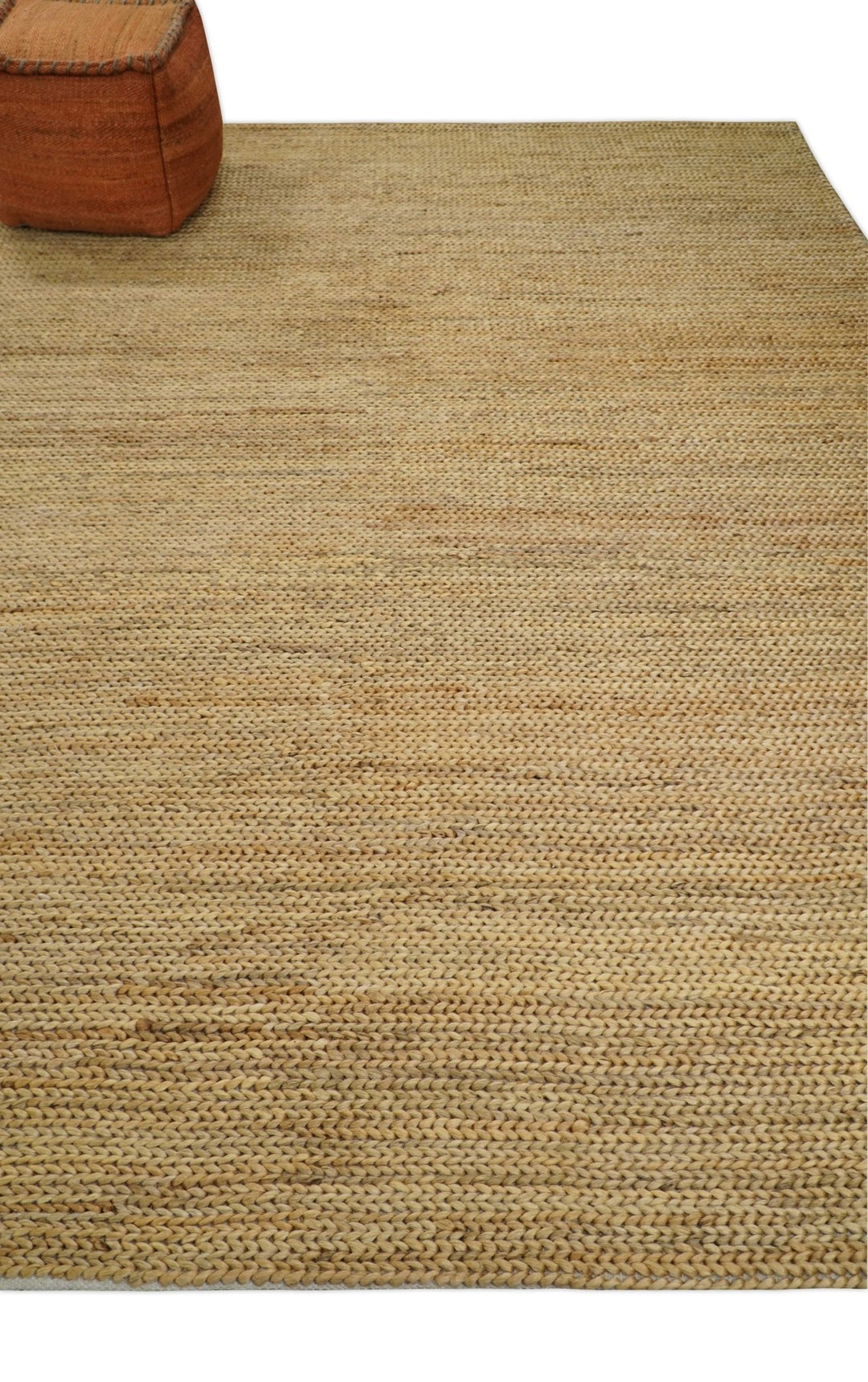Hand Woven 100% Natural Fiber Brown Natural Jute and Wool Rug | JR14 - The Rug Decor