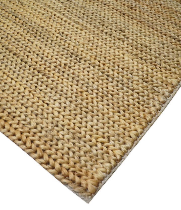 Hand Woven 100% Natural Fiber Brown Natural Jute and Wool Rug | JR14 - The Rug Decor