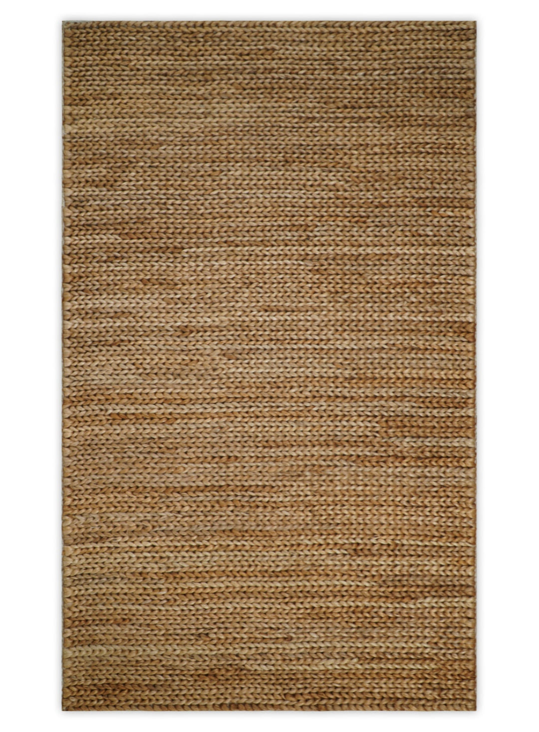 Hand Woven 100% Natural Fiber Brown Natural Jute and Wool Rug | JR14 - The Rug Decor
