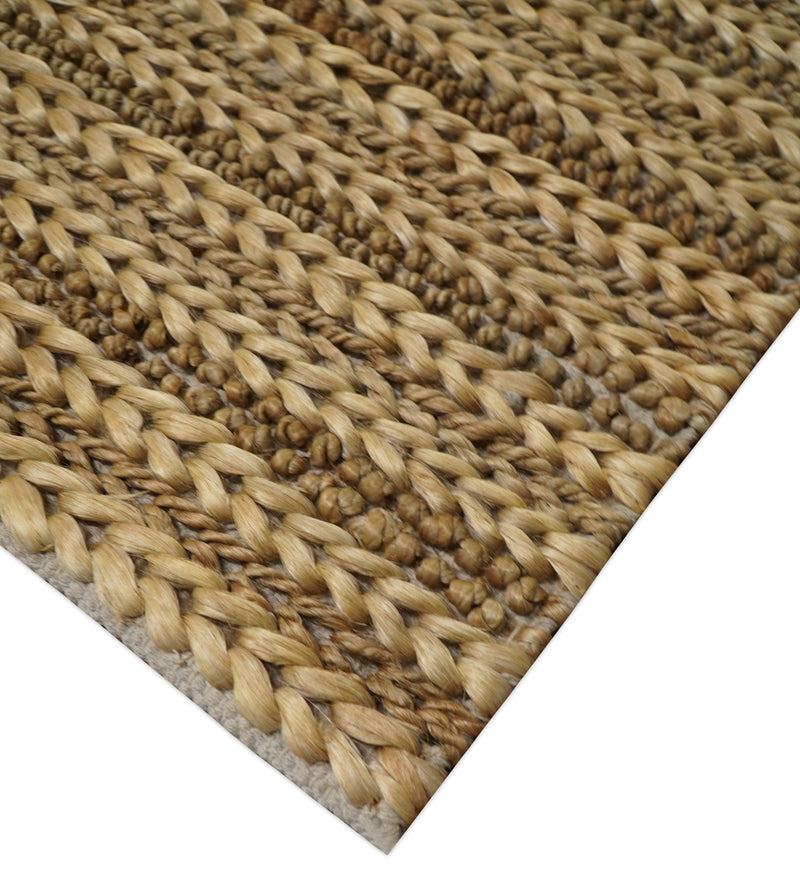 Hand Woven 100% Natural Fiber Brown Natural Jute and Wool Rug | JR15 - The Rug Decor