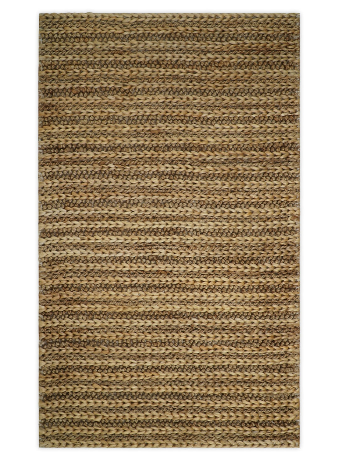 Hand Woven 100% Natural Fiber Brown Natural Jute and Wool Rug | JR15 - The Rug Decor