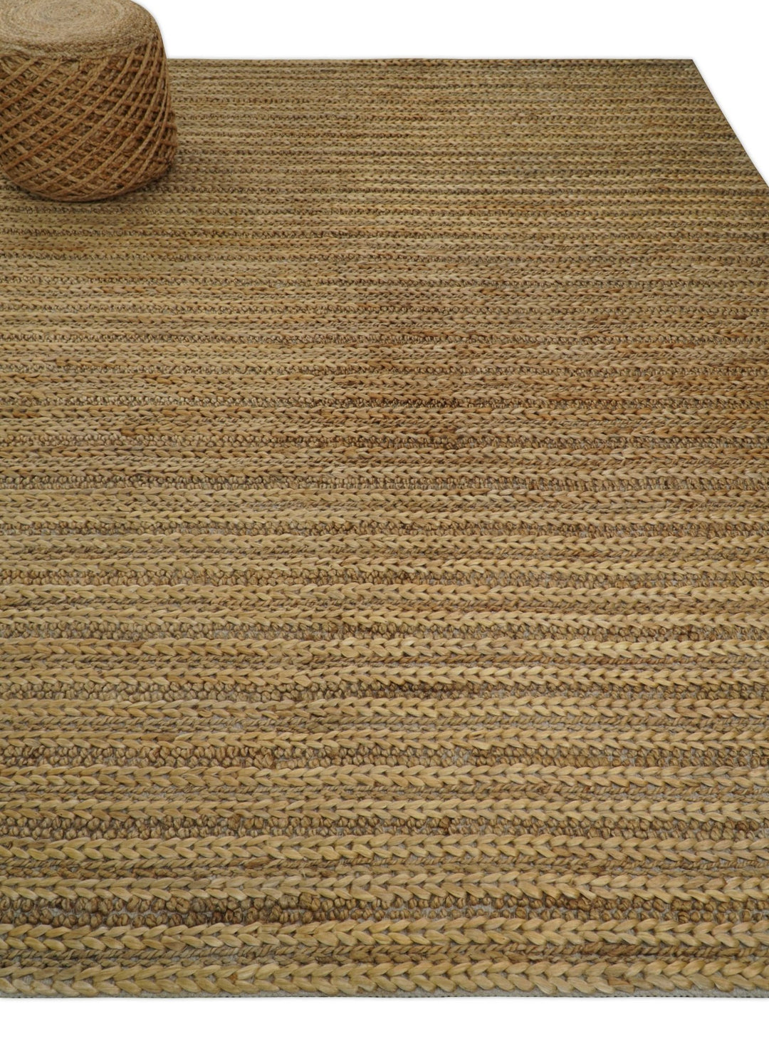 Hand Woven 100% Natural Fiber Brown Natural Jute and Wool Rug | JR15 - The Rug Decor