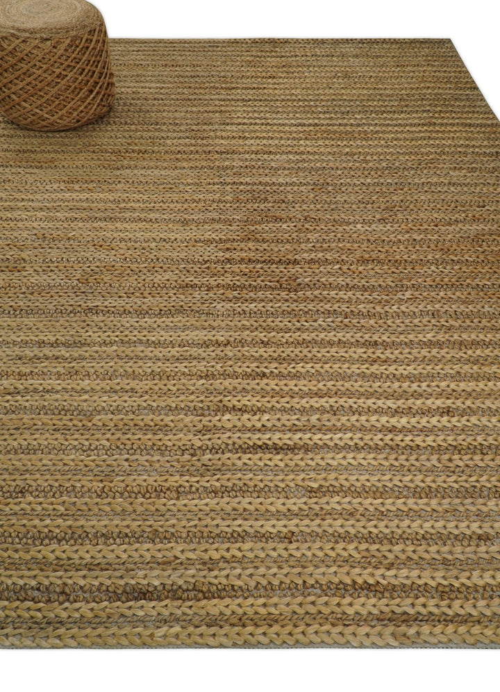 Hand Woven 100% Natural Fiber Brown Natural Jute and Wool Rug | JR15 - The Rug Decor