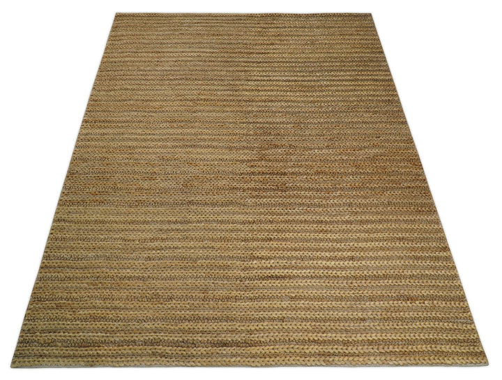 Hand Woven 100% Natural Fiber Brown Natural Jute and Wool Rug | JR15 - The Rug Decor