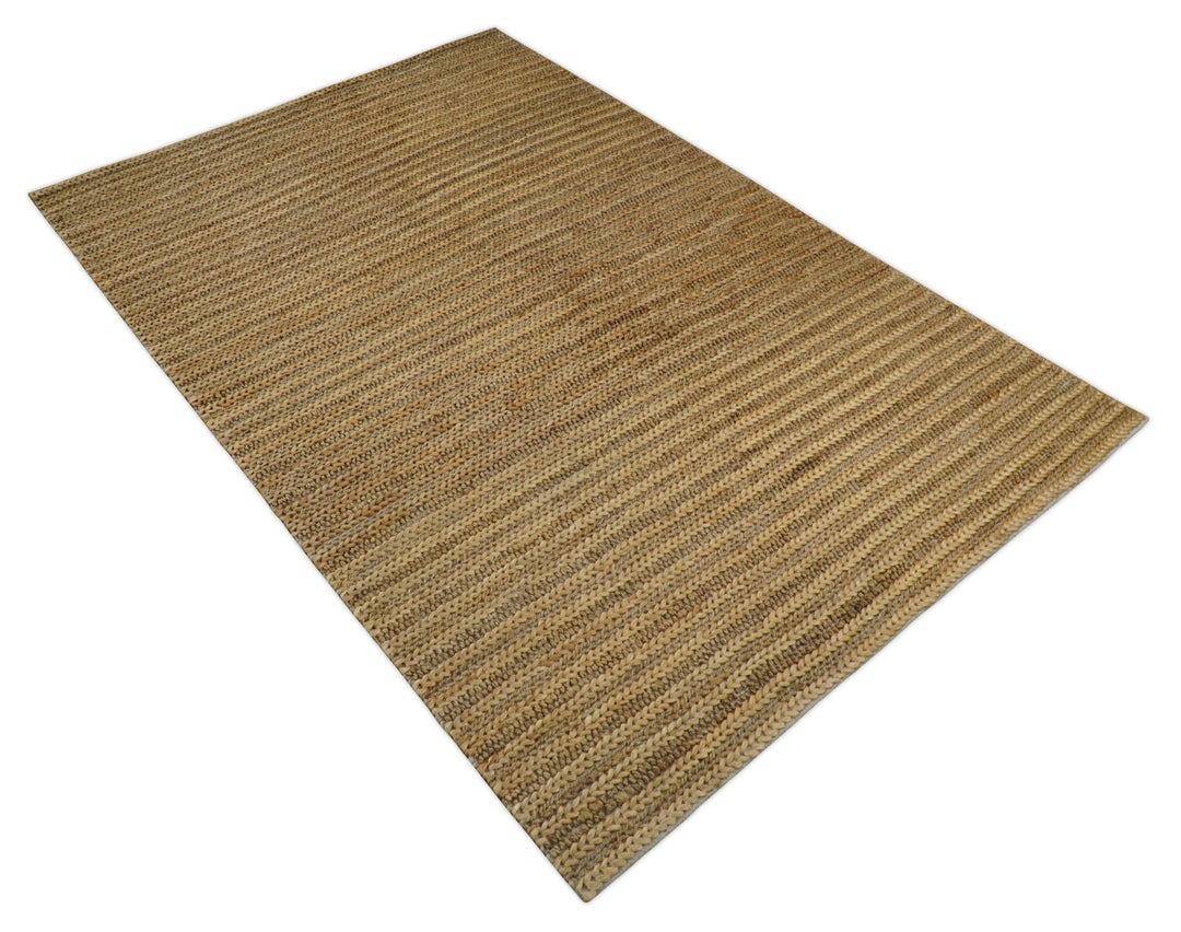 Hand Woven 100% Natural Fiber Brown Natural Jute and Wool Rug | JR15 - The Rug Decor