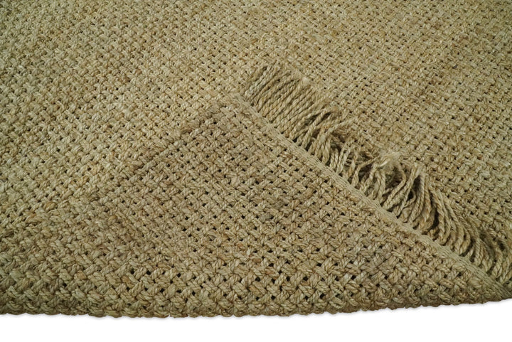 Hand Woven 100% Natural Fiber Brown Natural Jute Rug | JR7 - The Rug Decor