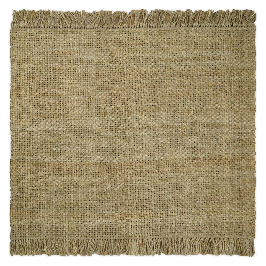 Hand Woven 100% Natural Fiber Brown Natural Jute Rug | JR7 - The Rug Decor