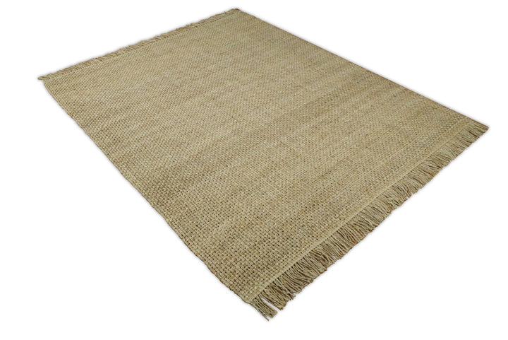 Hand Woven 100% Natural Fiber Brown Natural Jute Rug | JR7 - The Rug Decor