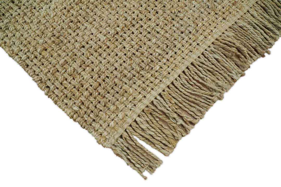 Hand Woven 100% Natural Fiber Brown Natural Jute Rug | JR7 - The Rug Decor