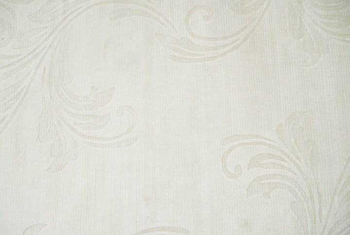 Hand Woven and Carved Silver and Ivory Floral Art Silk Rug | KNT5 - The Rug Decor