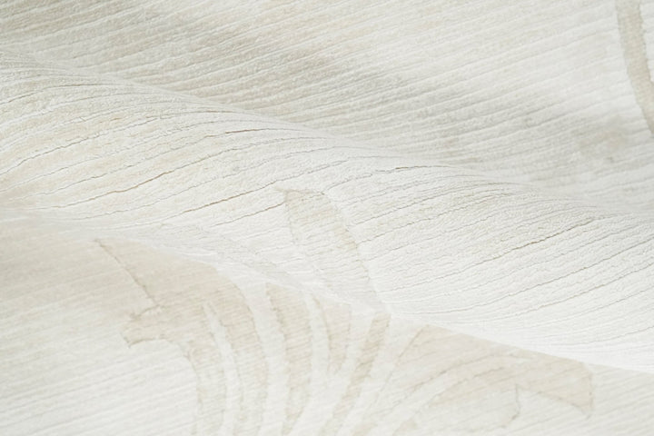 Hand Woven and Carved Silver and Ivory Floral Art Silk Rug | KNT5 - The Rug Decor