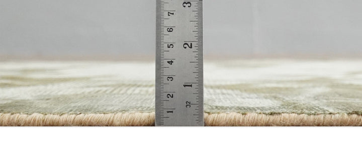 Hand Woven and Carved Silver and Olive Abstract Art Silk Rug | KNT15 - The Rug Decor