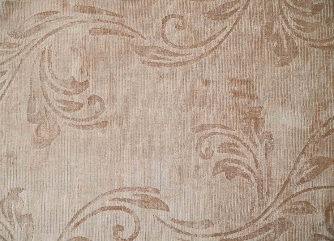 Hand Woven and Carved Silver and Peach Floral Art Silk Rug | KNT12 - The Rug Decor