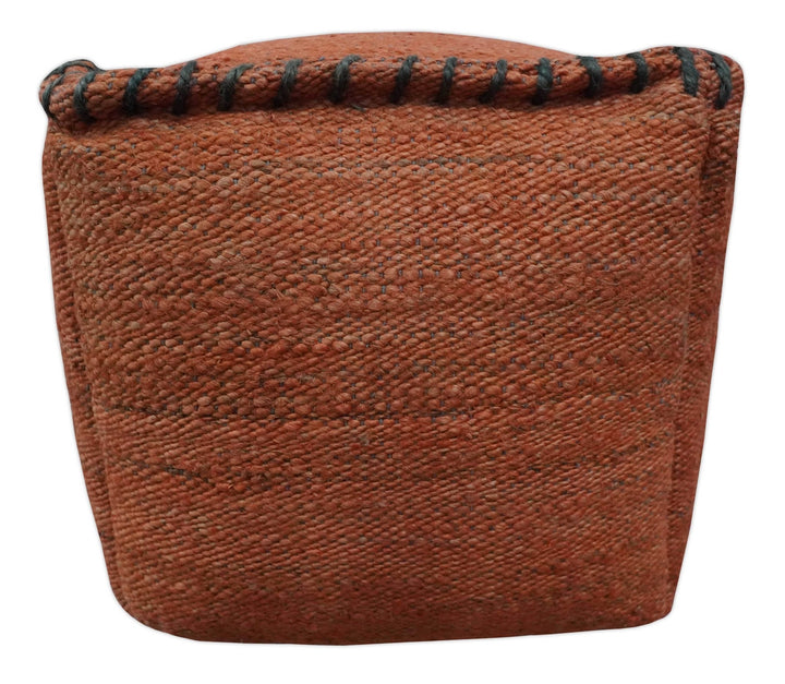 Hand Woven Boho Farmhouse Rust and Gray Jute Pouf ottoman | TRD129P - The Rug Decor
