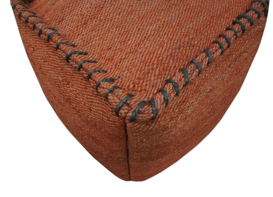 Hand Woven Boho Farmhouse Rust and Gray Jute Pouf ottoman | TRD129P - The Rug Decor
