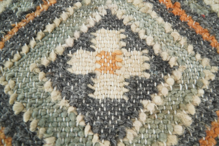 Hand Woven Boho Rust and Charcoal Jute and Wool Tribal Accent Pillow, Cushion | PL11 - The Rug Decor