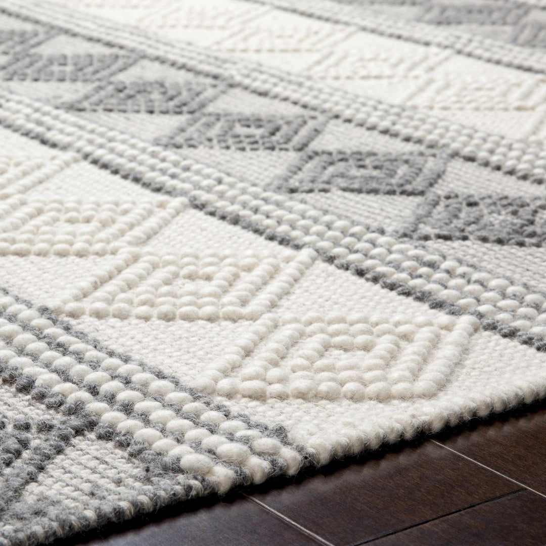 Hand Woven Contemporary Beige and Gray Bohemian Style Carved Design Wool Area Rug - The Rug Decor