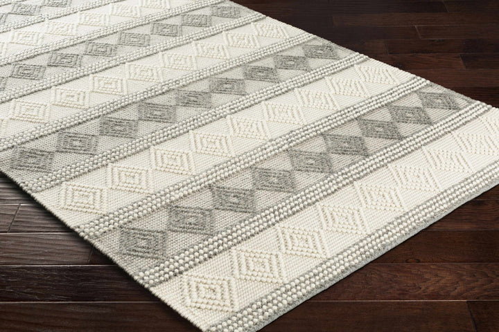 Hand Woven Contemporary Beige and Gray Bohemian Style Carved Design Wool Area Rug - The Rug Decor