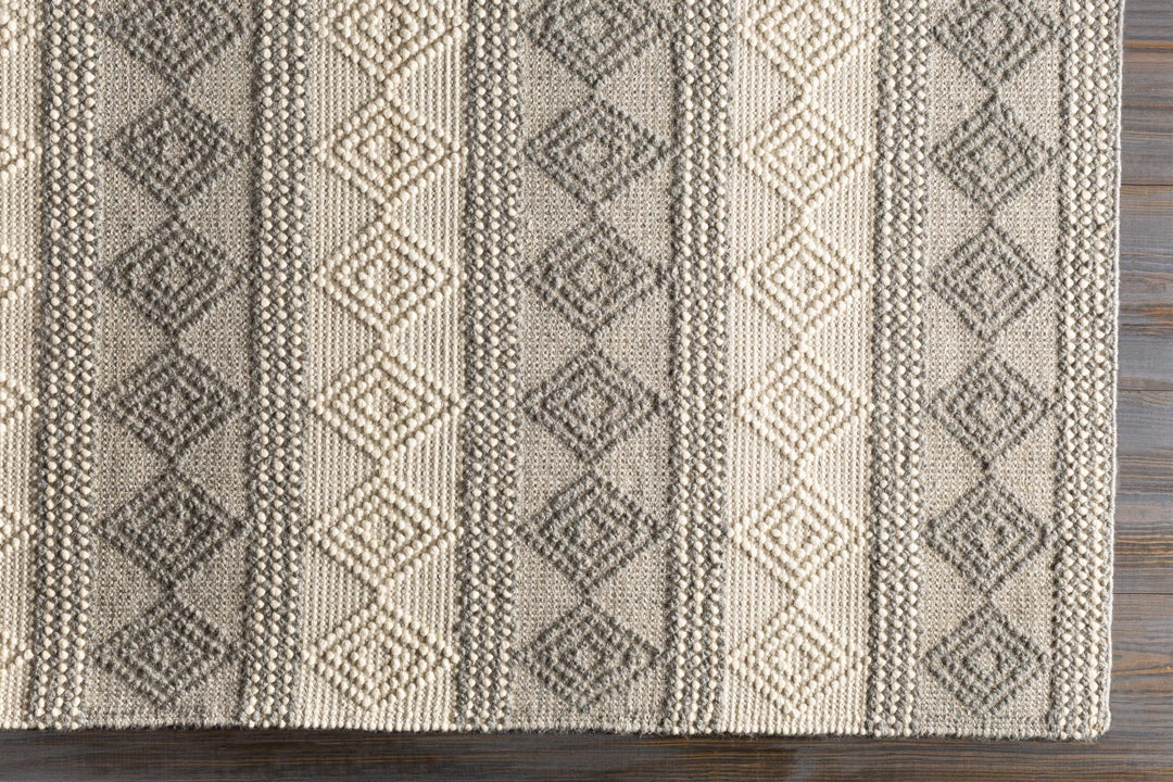 Hand Woven Contemporary Beige and Gray Bohemian Style Carved Design Wool Area Rug - The Rug Decor