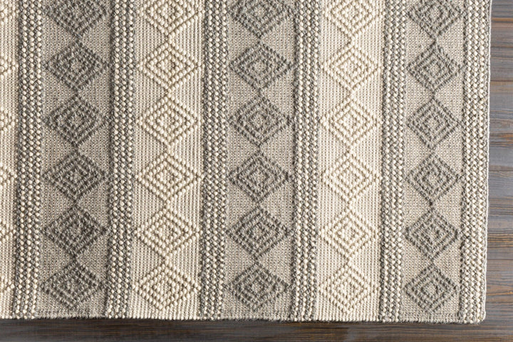 Hand Woven Contemporary Beige and Gray Bohemian Style Carved Design Wool Area Rug - The Rug Decor