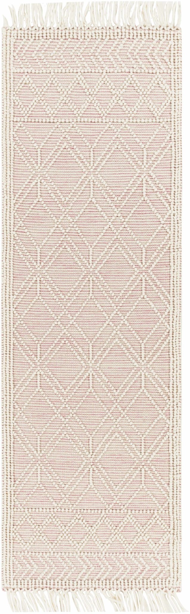 Hand Woven Contemporary Ivory and Peach Tribal Trellis Design Wool Area Rug - The Rug Decor