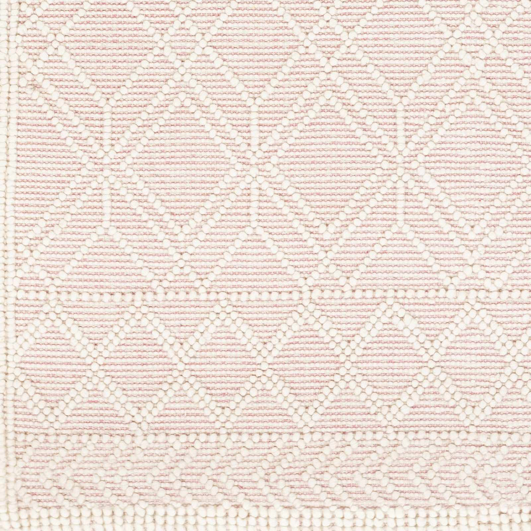 Hand Woven Contemporary Ivory and Peach Tribal Trellis Design Wool Area Rug - The Rug Decor