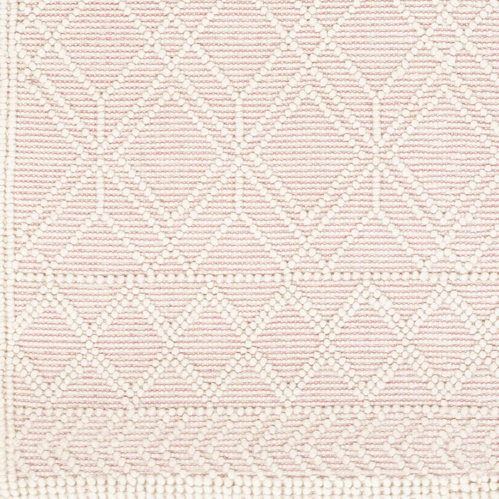 Hand Woven Contemporary Ivory and Peach Tribal Trellis Design Wool Area Rug - The Rug Decor