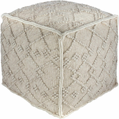 Hand Woven Ivory Traditional Macrame Design Square Pouf Perfect for Home Decor - The Rug Decor