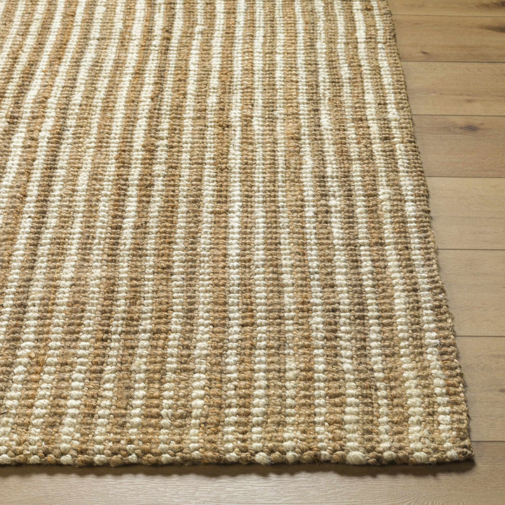 Hand Woven Natural Fiber Linen Texture Ivory and Brown Multi Size Jute Rug - The Rug Decor