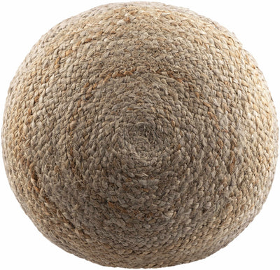 Hand Woven Natural Fiber Tan and Ivory Jute Pouf 18x18x14 inch Cylinder - The Rug Decor