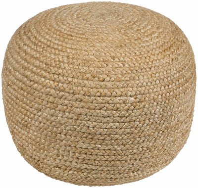 Hand Woven Natural Fibers Tan Cylindrical Jute Pouf - The Rug Decor