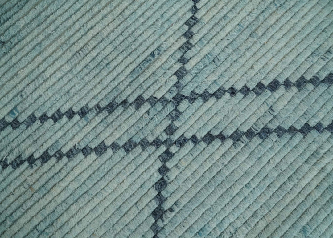 Hand Woven Silver and Blue Abstract Trellis Moroccan Rug Made with Blended Wool 6x9, 8x10 and 9x12 | UL28 - The Rug Decor