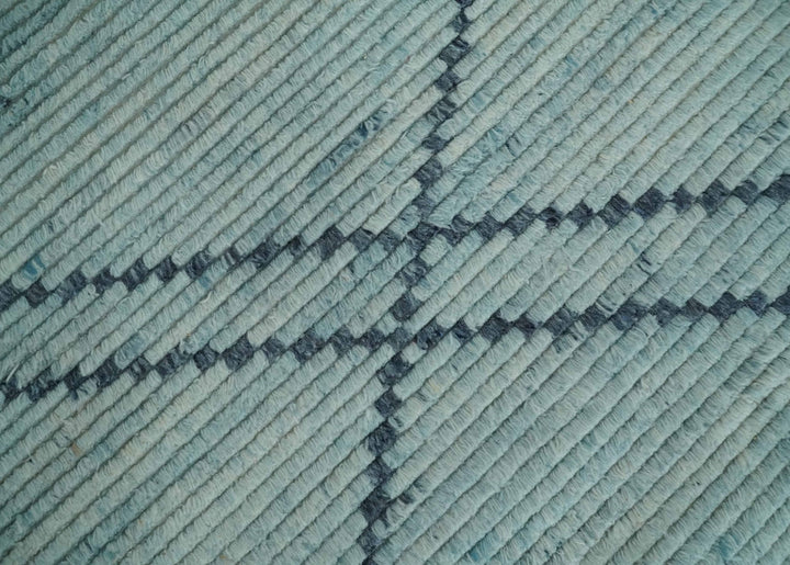 Hand Woven Silver and Blue Abstract Trellis Moroccan Rug Made with Blended Wool 6x9, 8x10 and 9x12 | UL28 - The Rug Decor