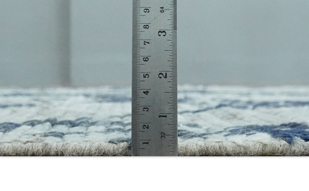 Hand Woven Silver, Blue and Charcoal Abstract Trellis Moroccan Rug Made with Blended Wool 5x8, 8x10 and 9x12 | UL40 - The Rug Decor