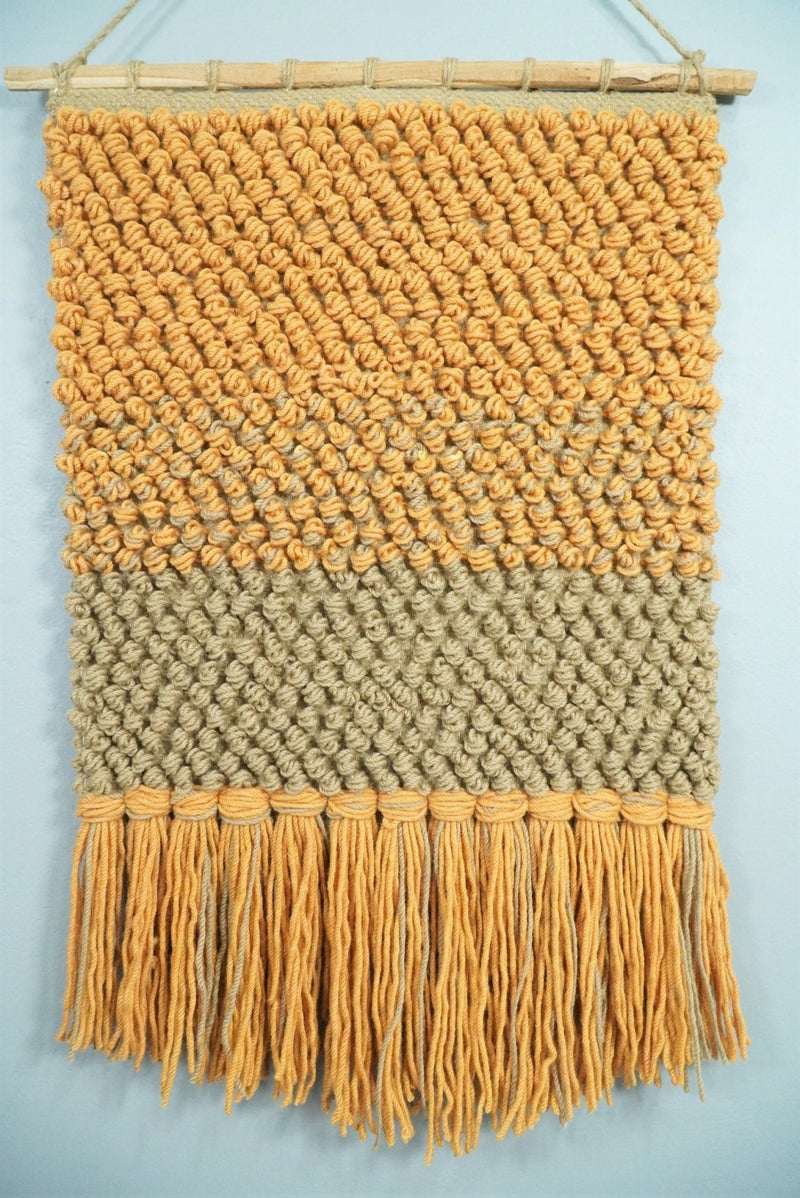 Hand Woven Wool Tapestry Gold and Camel Bohemian Modern Wall Hanging | WH10 - The Rug Decor