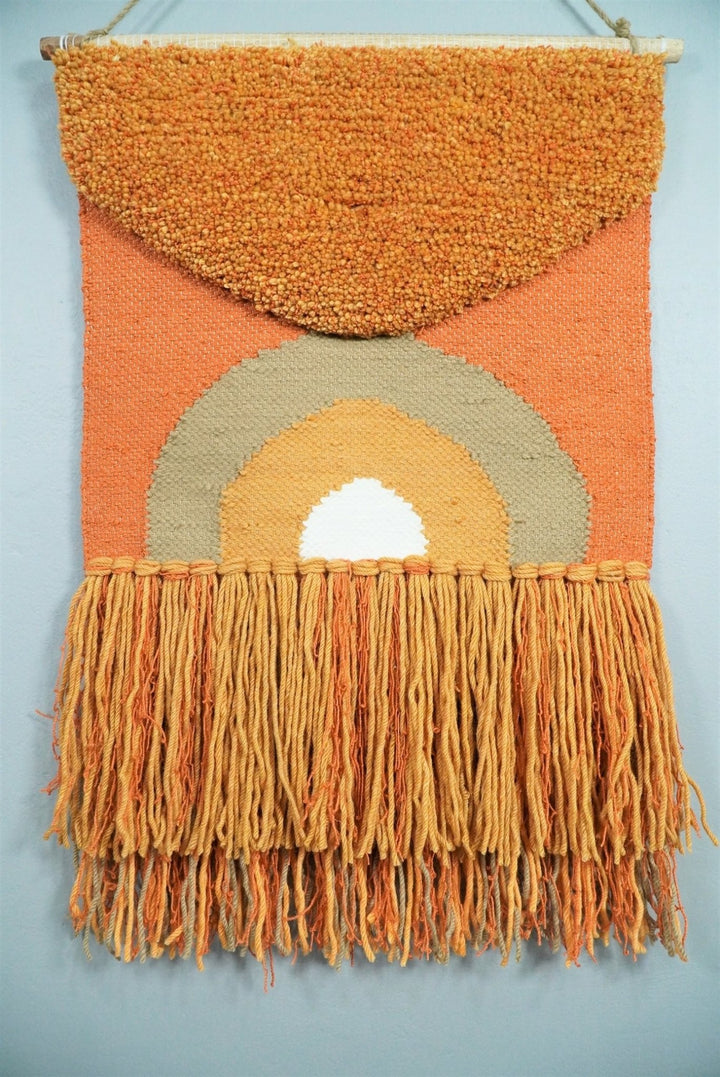Hand Woven Wool Tapestry Terracotta Bohemian Modern Wall Hanging | WH11 - The Rug Decor