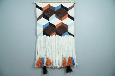 Hand Woven Wool Tapestry White and Brown Bohemian Modern Wall Hanging | WH9 - The Rug Decor