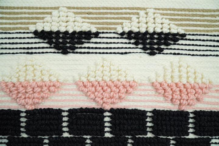 Hand Woven Wool Tapestry White, Blue and Pink Bohemian Modern Wall Hanging | WH13 - The Rug Decor