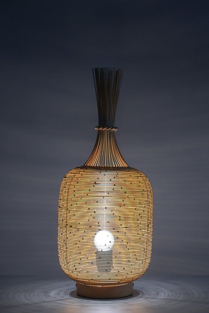 Handcrafted Rustic Brown Metal Wired Table Lamp - The Rug Decor