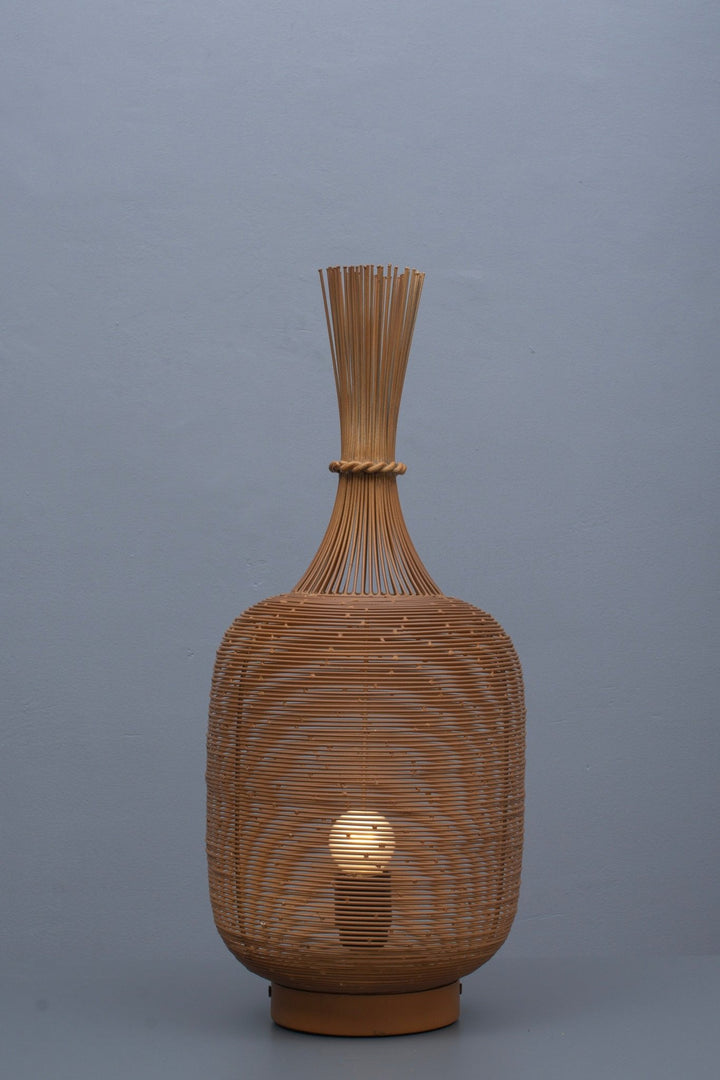 Handcrafted Rustic Brown Metal Wired Table Lamp - The Rug Decor