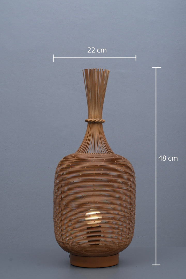 Handcrafted Rustic Brown Metal Wired Table Lamp - The Rug Decor