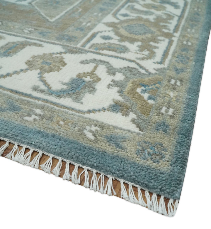 Handmade 5x8, 6x9, 8x10, 9x12, 10x14 and 12x15 Antique Traditional Persian Blue and Ivory Area Rug | TRDCP104 - The Rug Decor