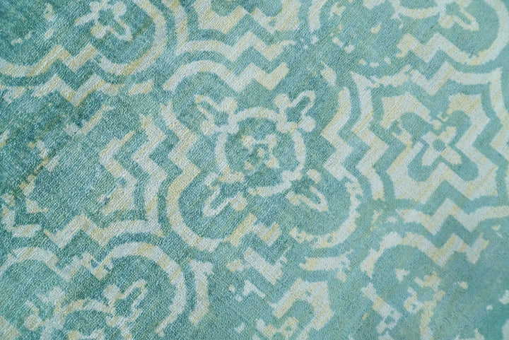 Handmade 5x8 Modern Blue Turquois Geometric Wool Blend Area Rug | QT2 - The Rug Decor