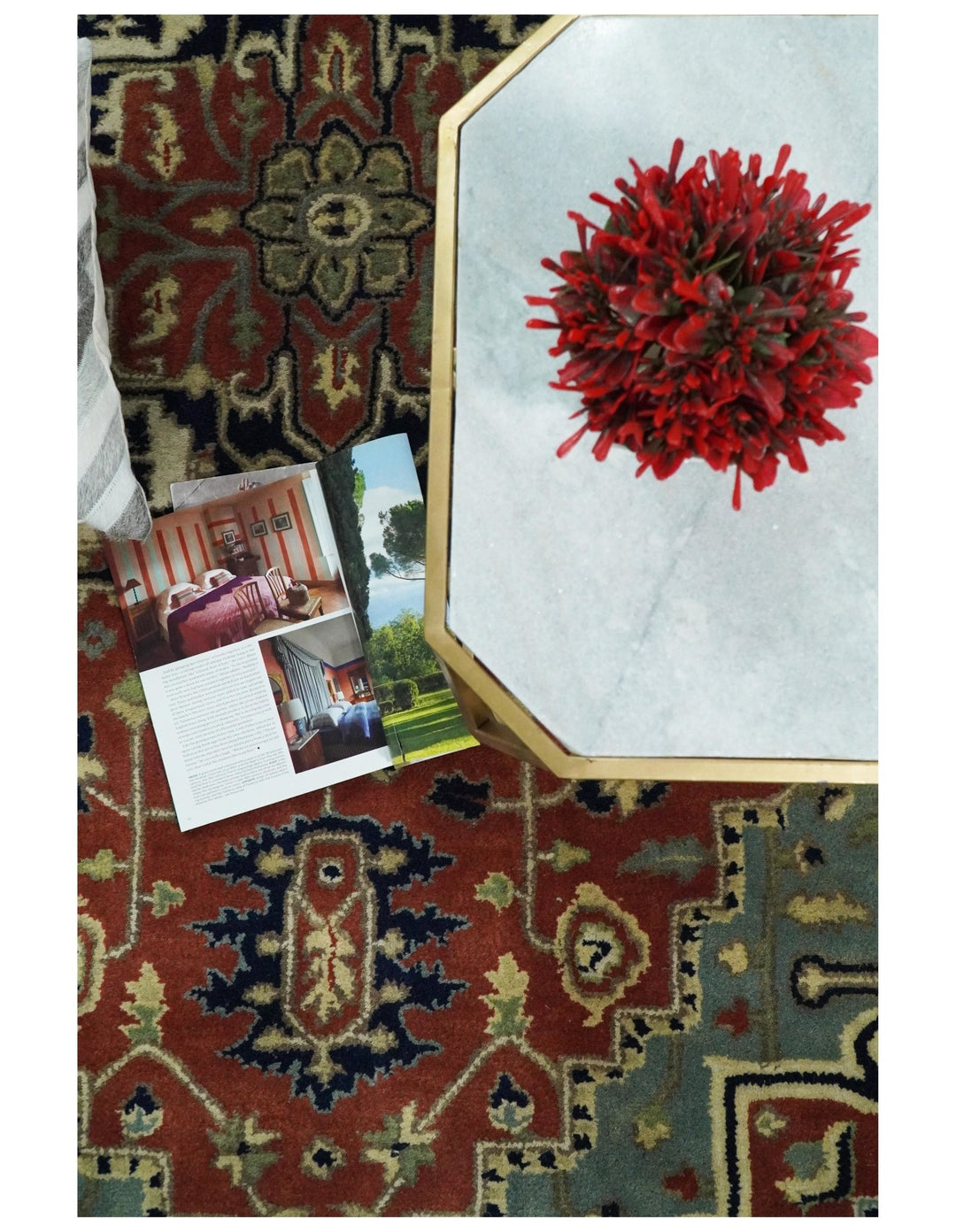 Handmade 5x8 Rust and Blue made with fine wool Area Rug | TRDCP11658 - The Rug Decor