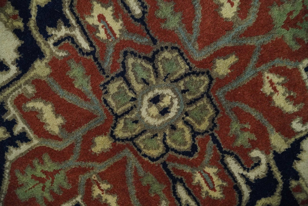 Handmade 5x8 Rust and Blue made with fine wool Area Rug | TRDCP11658 - The Rug Decor