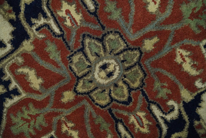 Handmade 5x8 Rust and Blue made with fine wool Area Rug | TRDCP11658 - The Rug Decor