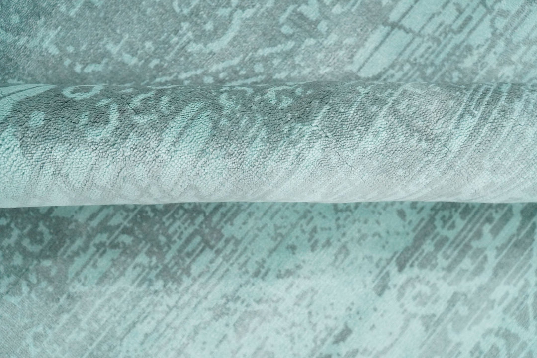 Handmade 6x9 Floral Blue Turquois Blended Wool and Bamboo Silk Area Rug | QT1 - The Rug Decor