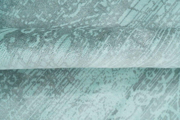 Handmade 6x9 Floral Blue Turquois Blended Wool and Bamboo Silk Area Rug | QT1 - The Rug Decor